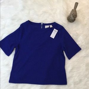 Chicos Blue Grotto Textured Crop Top NWT